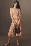 By Anthropologie The Peregrine Midi Dress: Square-neck Edition In Pink