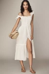 By Anthropologie The Peregrine Midi Dress: Square-neck Edition In White