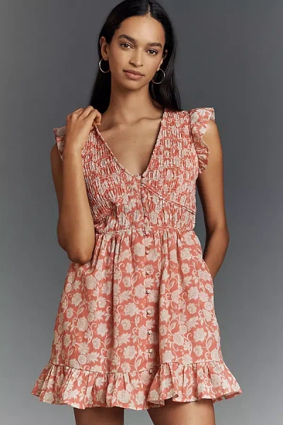 By Anthropologie The Peregrine Mini Dress In Orange