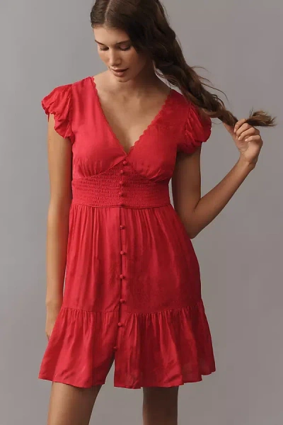 By Anthropologie The Peregrine Satin Mini Dress In Red