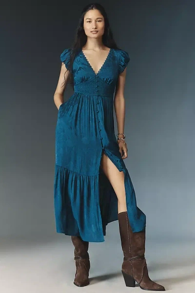 By Anthropologie The Peregrine Silky Midi Dress In Multi
