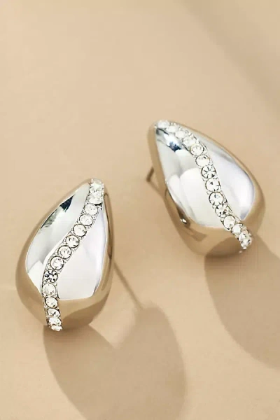 By Anthropologie The Petra Drop Earrings: Crystal-inset Edition In Silver