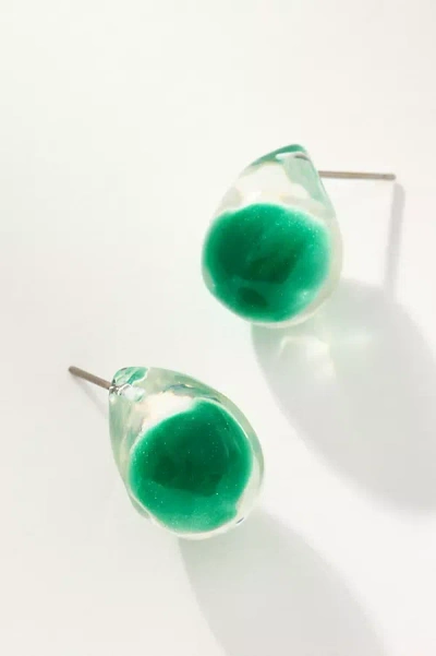 By Anthropologie The Petra Drop Earrings: Mini Resin Edition In Green