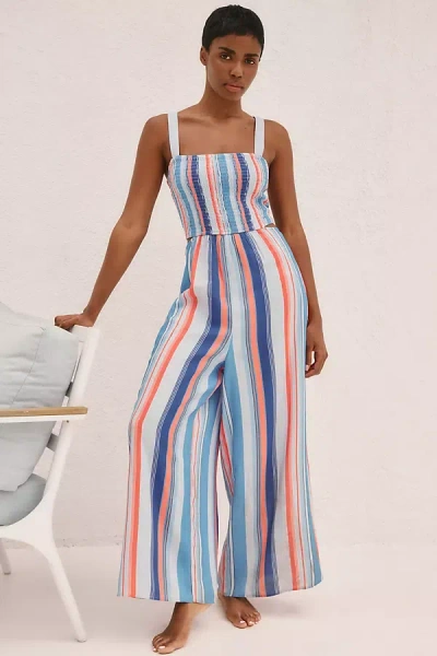 By Anthropologie The Piper Bandeau Cutout Jumpsuit In Blue