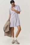 By Anthropologie The Pollie Short-sleeve Swing Tunic Mini Dress: Linen Blend Edition In Purple