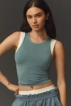 By Anthropologie The Reegan Crew-neck Crop Racerback Seamless Tank Top In Blue