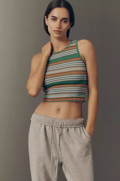 By Anthropologie The Reegan Crew-neck Crop Racerback Seamless Tank Top: Striped Edition In Multi