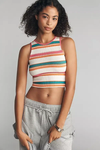 By Anthropologie The Reegan Seamless Ribbed Cropped Tank In Multi
