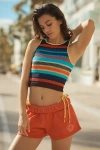 By Anthropologie The Reegan Seamless Ribbed Cropped Tank Top In Blue