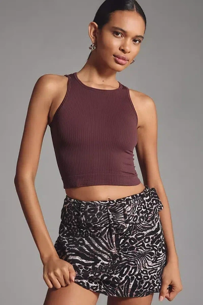 By Anthropologie The Reegan Seamless Ribbed Cropped Tank Top In Brown