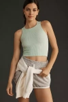 By Anthropologie The Reegan Seamless Ribbed Cropped Tank Top In Green