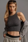 By Anthropologie The Reegan Seamless Ribbed Cropped Tank Top In Grey