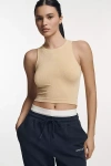 By Anthropologie The Reegan Seamless Ribbed Cropped Tank Top In Yellow