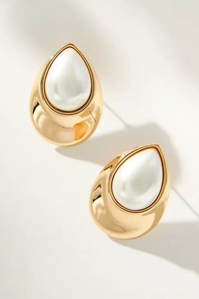 By Anthropologie The Restored Vintage Collection: Pearl Teardrop Earrings In Gold
