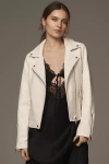 By Anthropologie The Saige Faux-leather Moto Jacket In White