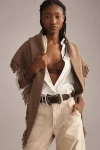 By Anthropologie The Shay Triangle Fringe Scarf Wrap In Beige