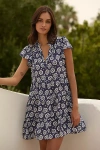 By Anthropologie The Shelbie Tiered Mini Dress In Blue