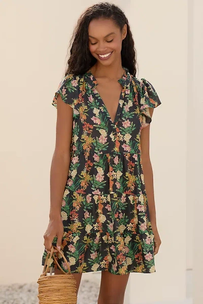 By Anthropologie The Shelbie Tiered Mini Dress In Multicolor