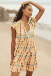 By Anthropologie The Shelbie Tiered Mini Dress In Yellow