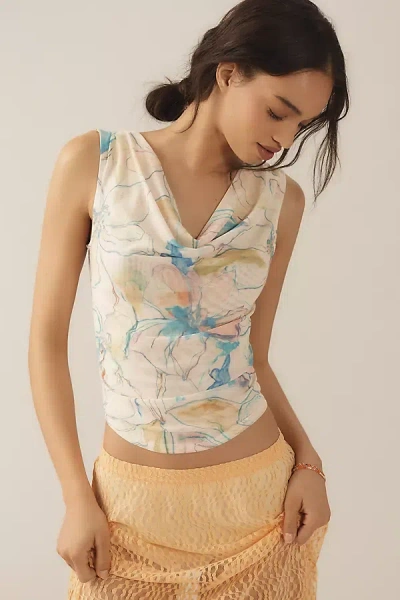 By Anthropologie The Sloane Cowl-neck Tank Top In Beige