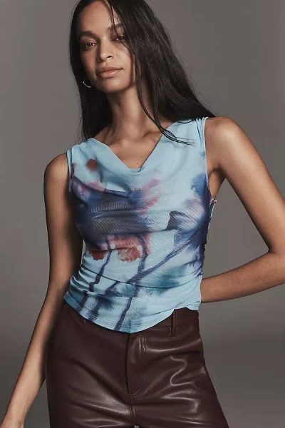 By Anthropologie The Sloane Cowl-neck Tank Top In Blue