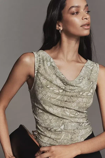 By Anthropologie The Sloane Cowl-neck Tank Top In Green