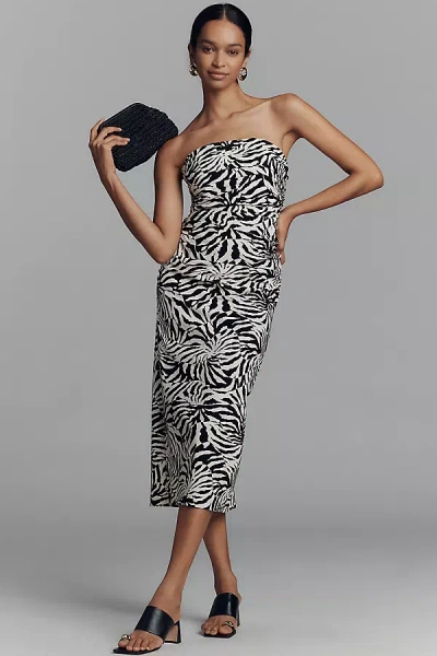 By Anthropologie The Soleil Slim Strapless Ruched Dress In Black
