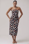 By Anthropologie The Soleil Slim Strapless Ruched Dress: Magic Fabric Edition