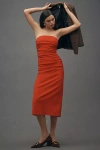 By Anthropologie The Soleil Slim Strapless Ruched Dress In Red