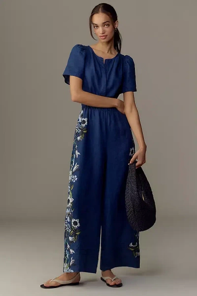 By Anthropologie The Somerset Jumpsuit: Linen Printed Edition In Multicolor