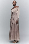 By Anthropologie The Somerset Off-shoulder Maxi Dress In Brown
