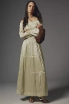 By Anthropologie The Somerset Off-shoulder Maxi Dress In Green