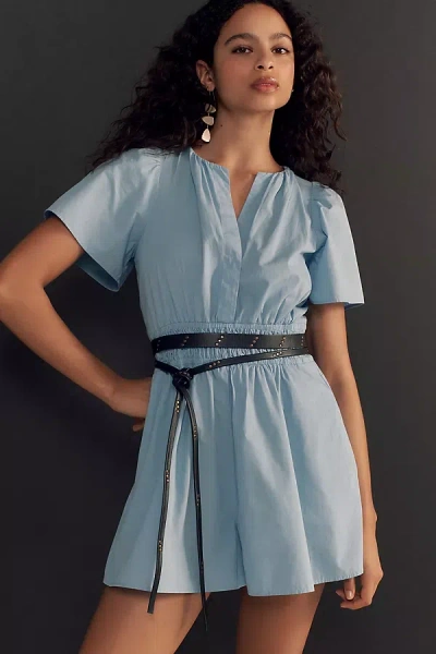 By Anthropologie The Somerset Romper: Poplin Edition In Blue