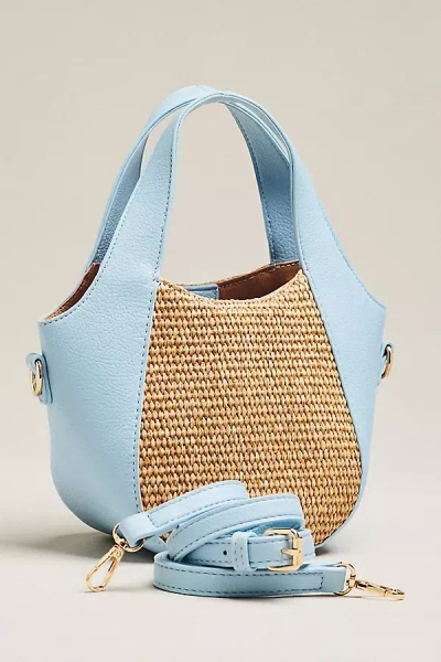 By Anthropologie The Sonia Mini Slouchy Tote Bag: Raffia Edition In Blue