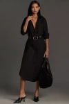 By Anthropologie Long-sleeve Shirt Dress In Black