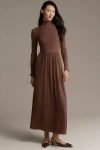 By Anthropologie The Thea High-neck Mockable Maxi Jumper Dress In Brown