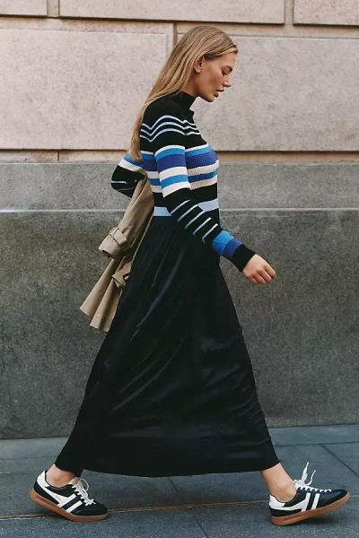 By Anthropologie The Thea High-neck Mockable Maxi Jumper Dress In Black