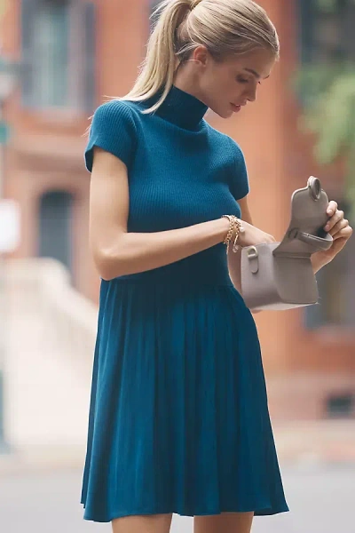 By Anthropologie The Thea Short Sleeve Twofer Mini Dress In Blue