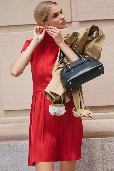 By Anthropologie The Thea Short Sleeve Twofer Mini Dress In Red