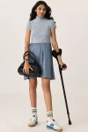 By Anthropologie The Thea Twofer Sweater Dress: Short-sleeve Mini Edition In Grey