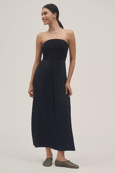 By Anthropologie The Thea Twofer Sweater Dress: Strapless Edition In Black