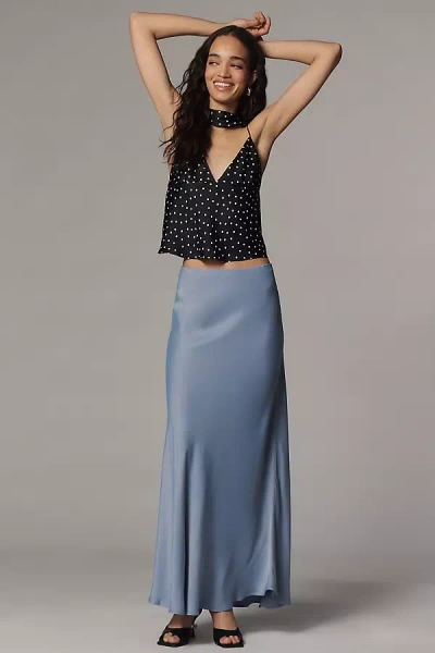By Anthropologie The Tilda A-line Maxi Slip Skirt In Blue