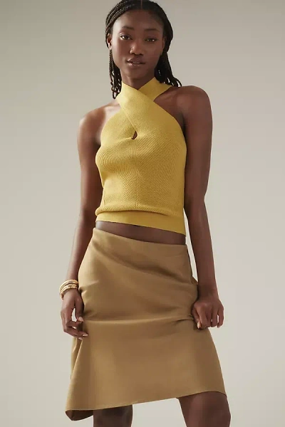 By Anthropologie The Tilda Knee-length Slip Skirt: Linen Edition In Green