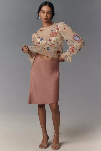 By Anthropologie The Tilda Knee-length Slip Skirt In Pink