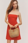 By Anthropologie The Tilda Linen Blend Dress: Mini Edition In Red