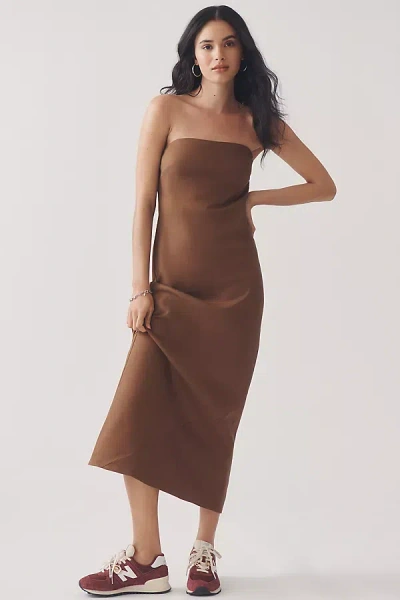 By Anthropologie The Tilda Linen Blend Slip Dress In Brown