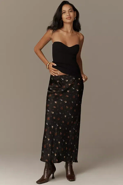 By Anthropologie The Tilda Maxi Slip Skirt In Black