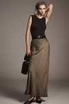 By Anthropologie The Tilda Maxi Slip Skirt In Green