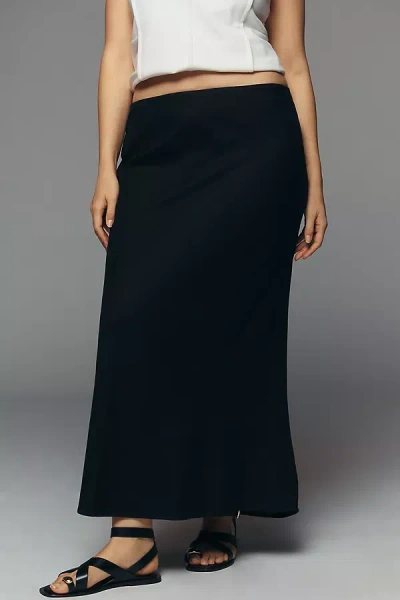 By Anthropologie The Tilda Maxi Slip Skirt: Linen Edition In Black