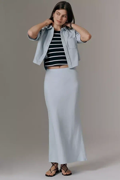 By Anthropologie The Tilda Maxi Slip Skirt: Linen Edition In Blue